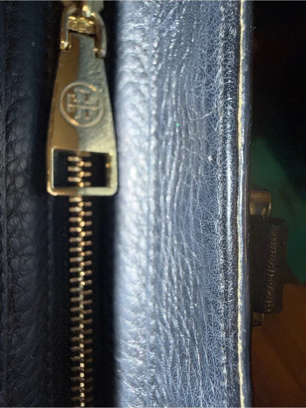 Tory Burch Black Pebbled Leather Crossbody Satchel with Gold Logo